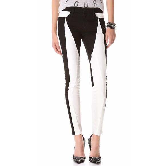 Joe's Jeans Seamstress Skinny Ankle Jeans Pants Tansy Black/White 25 $198